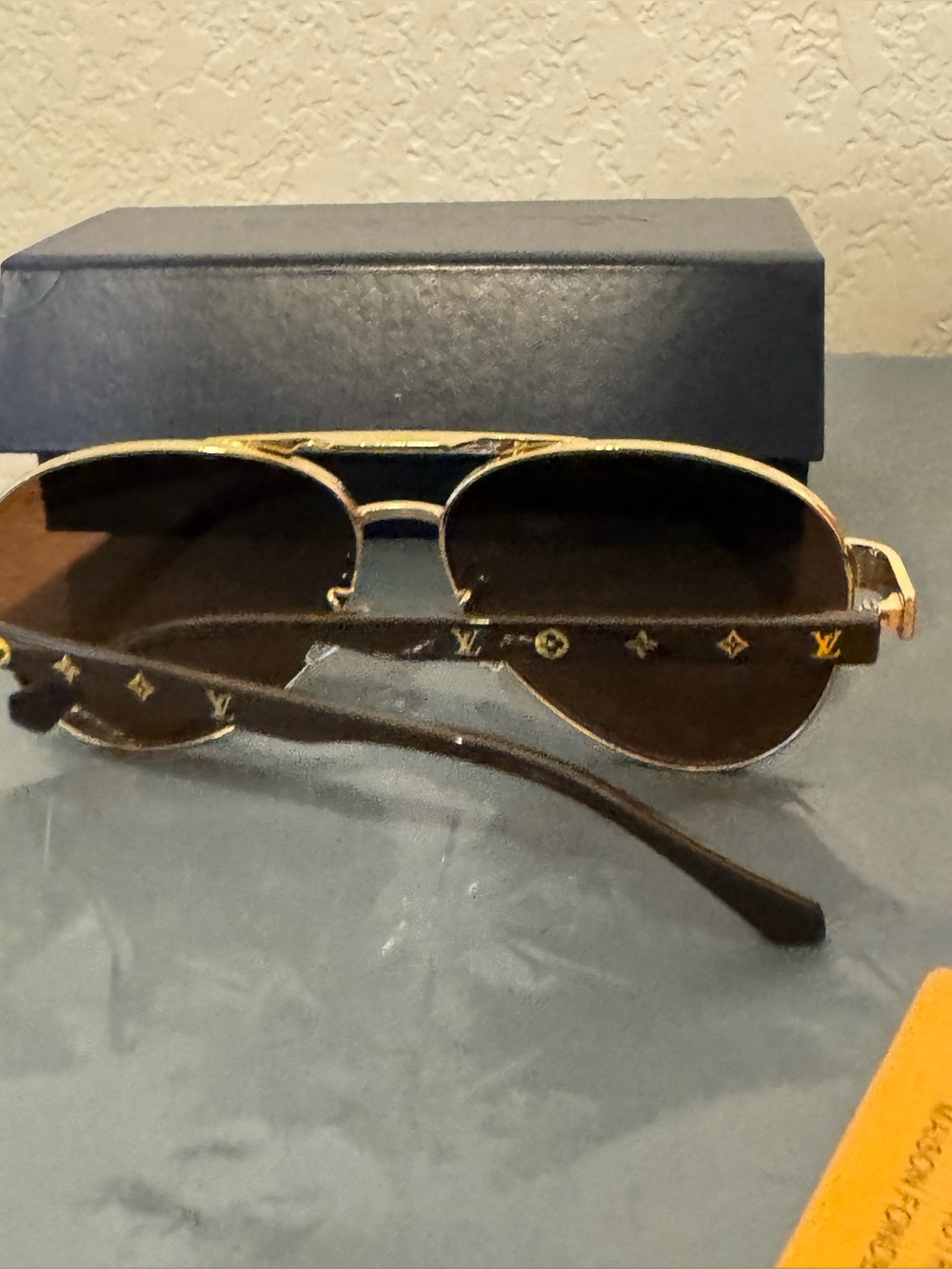 Louis Vuitton Men's Gold Frame Sunglasses with Brown Lenses